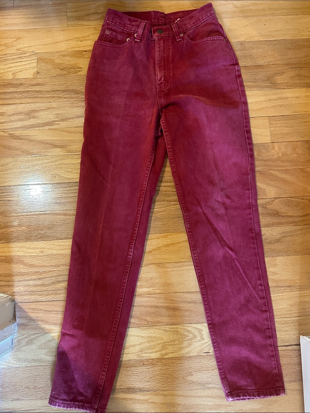 High-Rise Women's Jeans in Deep Burgundy